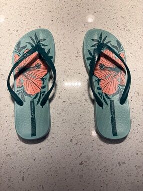 Ipanema Mint Green Flip Flops with Teal Straps